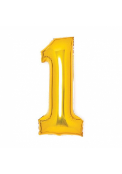 Balon foliowy cyfra 1 złota 35x66cm