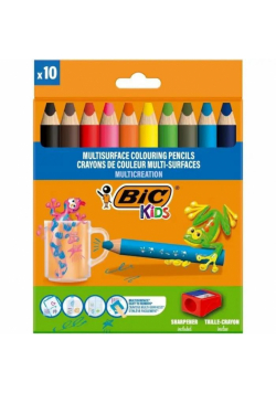Kredki ołówkowe BIC Kids Multisurface z temperówką pudełko 10+1szt