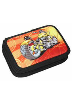 Piórnik trzykomorowy z wyposażeniem Motorbike