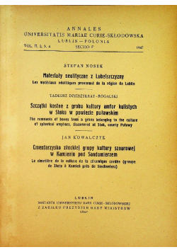 Materiały neolityczne z Lubelszczyzny 1947 r.