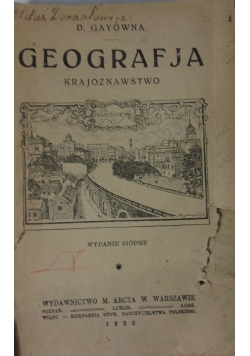 Geografja. Krajoznawstwo, 1920 r.