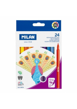Flamastry z cienką końcówką 24 kolory MILAN