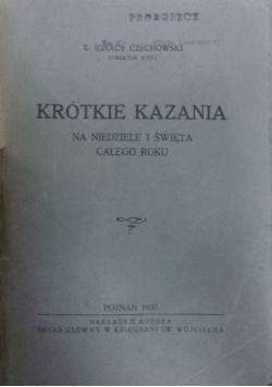 Krótkie kazania, 1930 r.