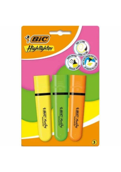 BIC Flat Highlighter Zakreslacz mix neon Blister 3szt