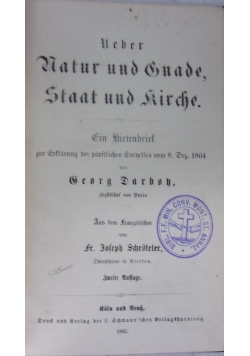 Natur und Gnade Staat und Kirche, 1865 r.