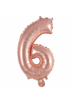 Balon foliowy mini cyfra 6 różowe złoto 29x40cm