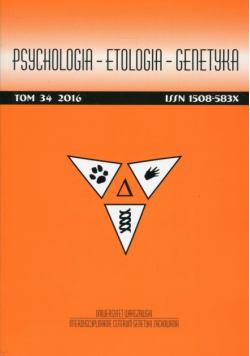Psychologia Etologia Genetyka Tom 34/2016