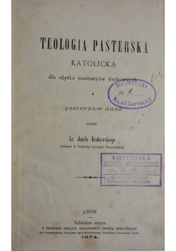 Teologia Pasterska Katolicka, 1874r.