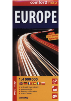 Europe laminowana mapa samochodowa 1: 4 000 000, ExpressMap