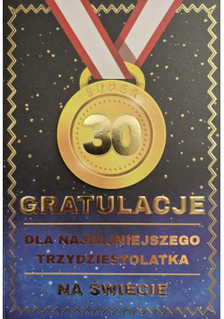 Karnet Urodziny 30 medal męskie