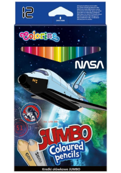 Kredki ołówkowe trójkątne jumbo Colorino NASA 12 kolorów