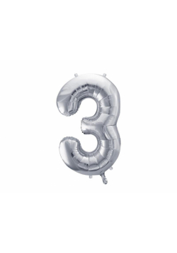 Balon foliowy 3 srebrny 72cm