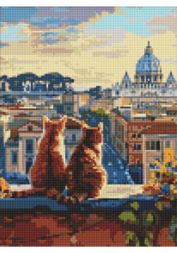Diamentowa mozaika - Koty w Rzymie 30x40cm