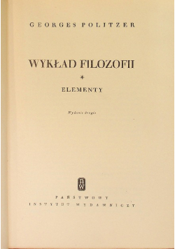 Wykład filozofii Elementy 1950 r.