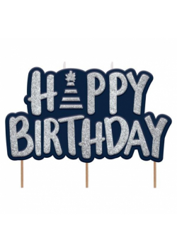 Świeczki na pikierku "happy birthday" 10,8x7,5cm