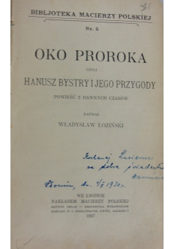 Oko proroka czyli Hanusz Bystry i jego przygody. 1927 r.