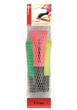 Zakreślacz stabilo neon, 3 sztuki mix