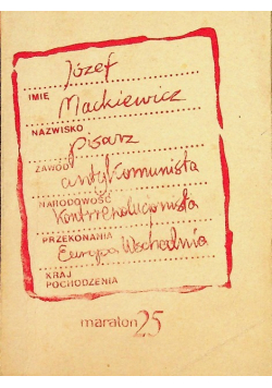 Józef Mackiewicz Pisarz Antykomunista Maraton 25