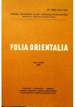 Folia Orientalia vol XXVII 1990