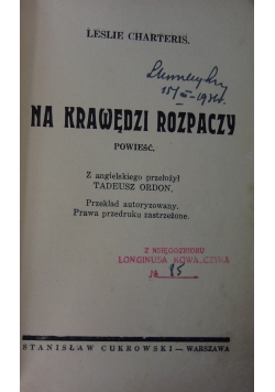 Na krawędzi rozpaczy, 1935 r.