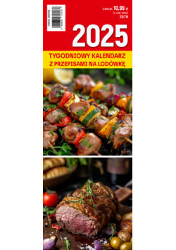 Kalendarz 2025 tygodniowy z przepisami i magnesem na lodówkę