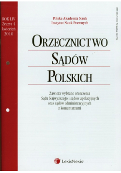 Orzecznictwo Sądów Polskich 4/2010