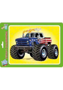 Puzzle w ramce z kolorowanką. Monster truck