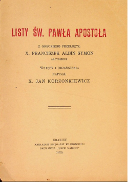 Listy Św Pawła Apostoła 1929 r.