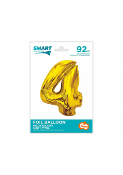 Balon foliowy Smart cyfra 4 złota 92cm