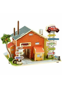 Puzzle 3D Drewniany warsztat samochodowy