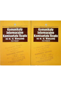 Komunikaty informacyjne Komisariatu Rządu na m st Warszawę 2 tomy