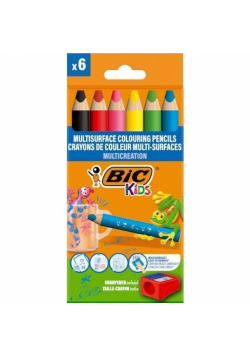Kredki ołówkowe BIC Kids Multisurface z temperówką pudełko 6+1szt