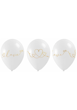 Balony ze złotym walentynkowym nadrukiem 5szt