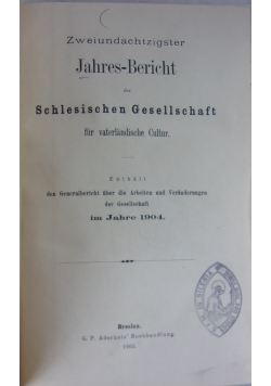 Jahres - Bericht, 1905 r.