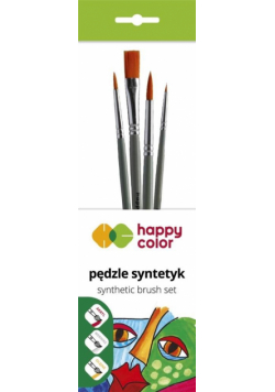 Zestaw pędzli syntetycznych B 4szt HAPPY COLOR