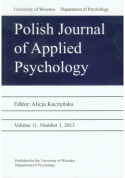 Polish Journal of Applied Psychology Volume 11 Number 2 2013