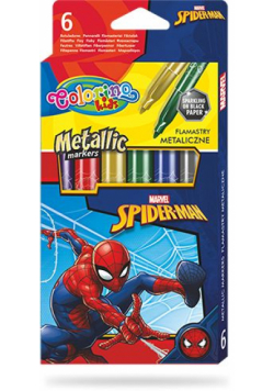 Flamastry metaliczne Colorino Kids 6 kolorów Spiderman