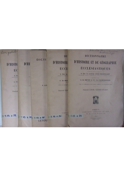 Dictionnaire. D'Histoire et de Geeographie Ecclesiastiques, zeszyty 73 - 76, 78