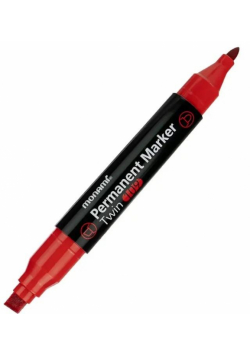 Marker per. dwustronny Twin czerwony (12szt) MONAM