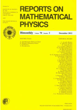 Reports on Mathematical Physics 70/3 Pergamon