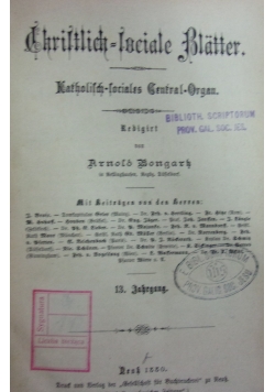 Christlich-sociale Blatter, 1880r.