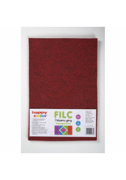 Filc dekoracyjny impregnowany 20x30 cm 5 arkuszy bordowy melanż Happy Color