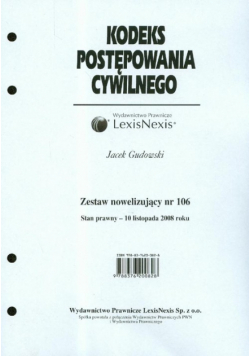Kodeks Postępowania Cywilnego Zestaw nowelizujący nr 106