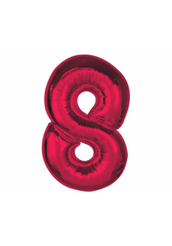 Balon foliowy cyfra 8 czerwona Smart 92cm