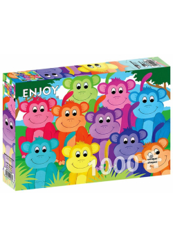 Puzzle 1000 Kolorowe małpy