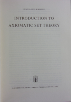 Introduction to Axiomatic Set Theory