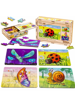 Puzzle drewniane 4w1 owady