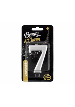 Świeczka B&C 7 metalik srebrna 8,0cm