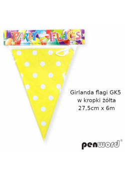 Girlanda flagi w kropki żółta 27.5cmx6m