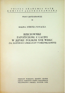 Rzeczowniki zapożyczone z łaciny w języku polskim XVII wieku
